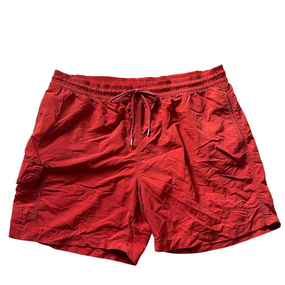 Tommy Bahama Relax Elastic Waist‎ Swim Trunks Men’s Size XL Red Orange Lined